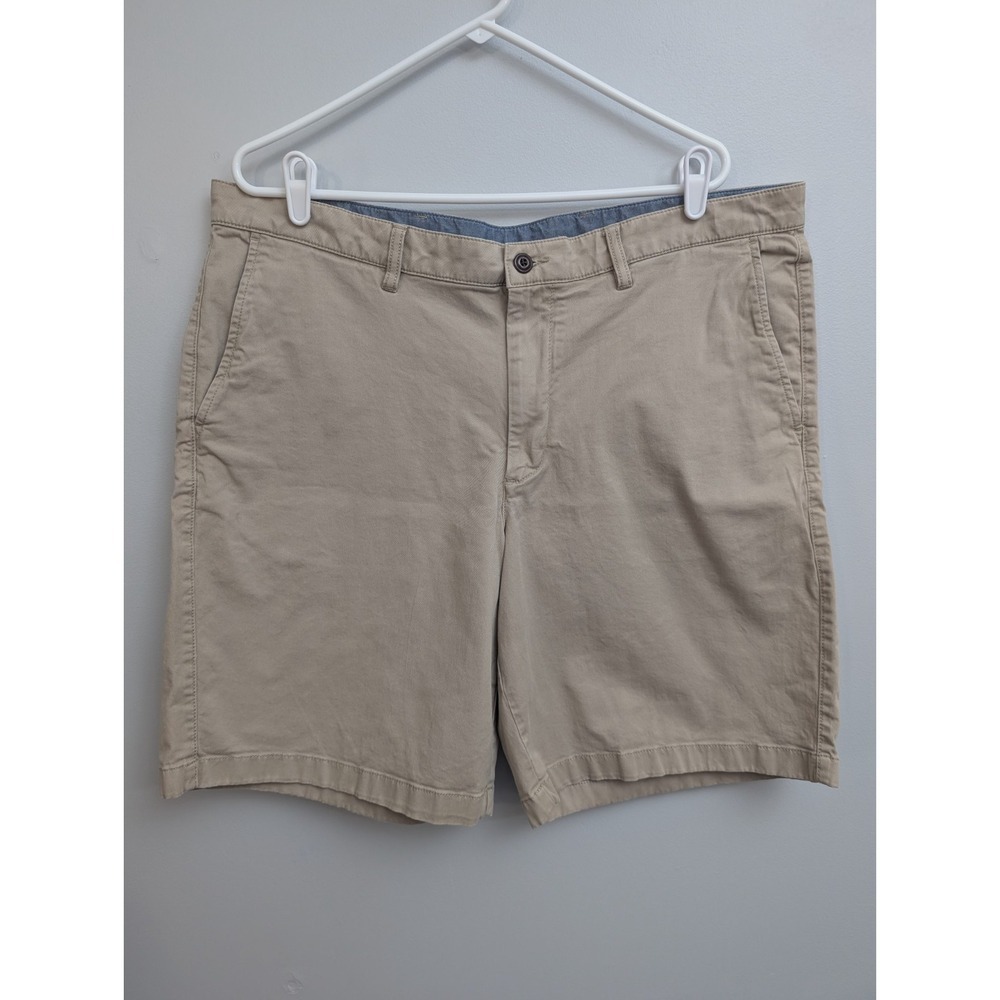 D6 LL Bean Mens Bermuda Chino Shorts Size 40 Beige Tan Khaki Cotton Stretch